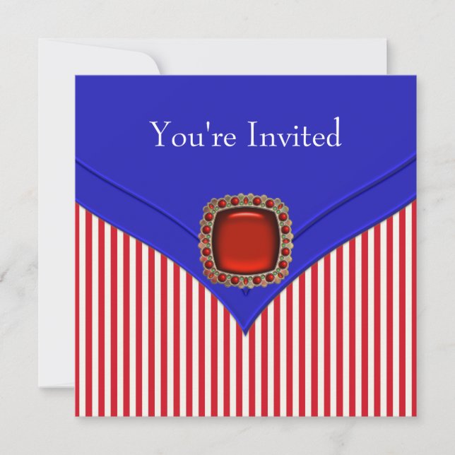 Patriotic Red White Blue All Occasion Party Invitation (Front)