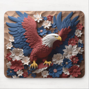 PATRIOTIC RED WHITE BLUE AMERICAN BALD EAGLE MOUSE MAT