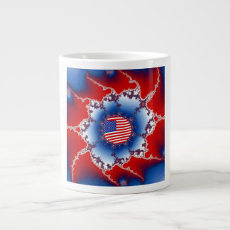 Patriotic Red White & Blue American Flag Fractal Large Coffee Mug