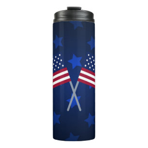 PATRIOTIC RED WHITE BLUE AMERICAN FLAGS THERMAL TUMBLER