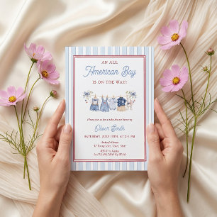 Patriotic Red White Blue Baby Shower Invitation