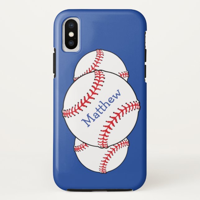 Patriotic Red White Blue Baseball iPhone X Case (Back)