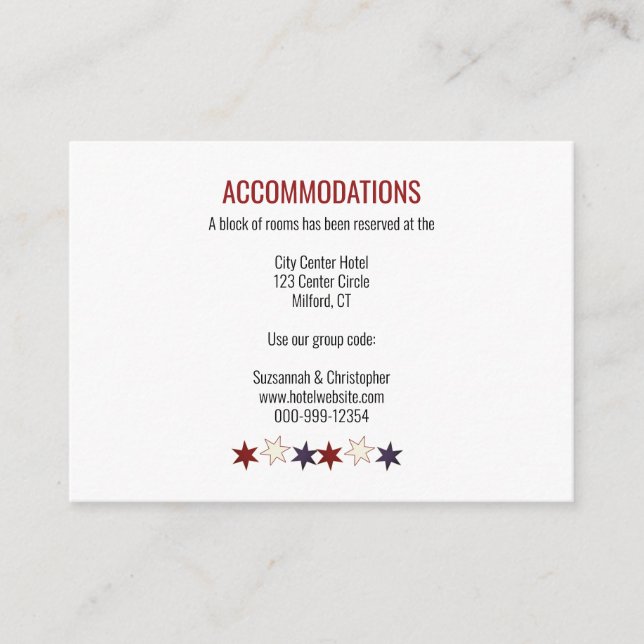 Patriotic Red White Blue Bunting Top Stars Bottom Enclosure Card (Front)