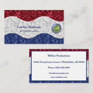 Patriotic Red White Blue Business Logo Business Card