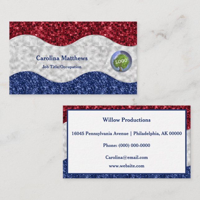 Patriotic Red White Blue Business Logo Card (Front/Back)
