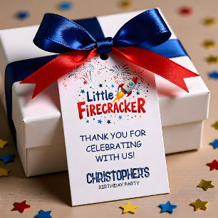 Patriotic Red White Blue Children Birthday Gift Tags