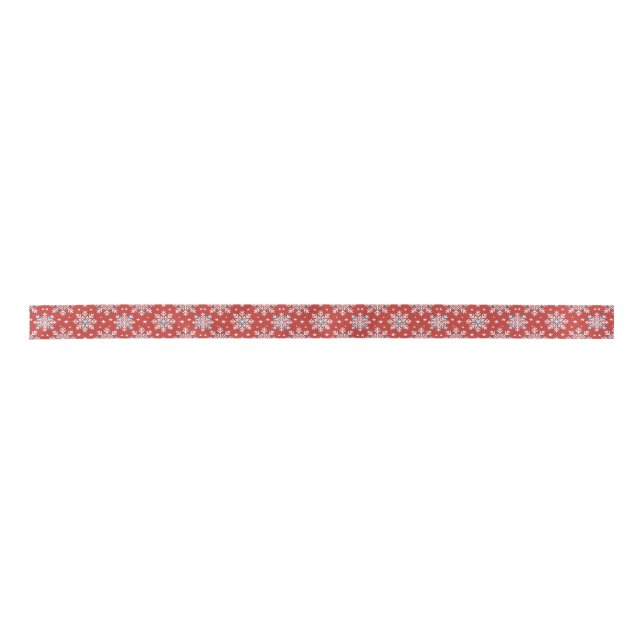 Patriotic Red White Blue Christmas Snow Ribbon Satin Ribbon (Front)
