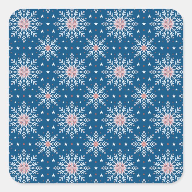 Patriotic Red White Blue Christmas Snowflake Seals (Front)