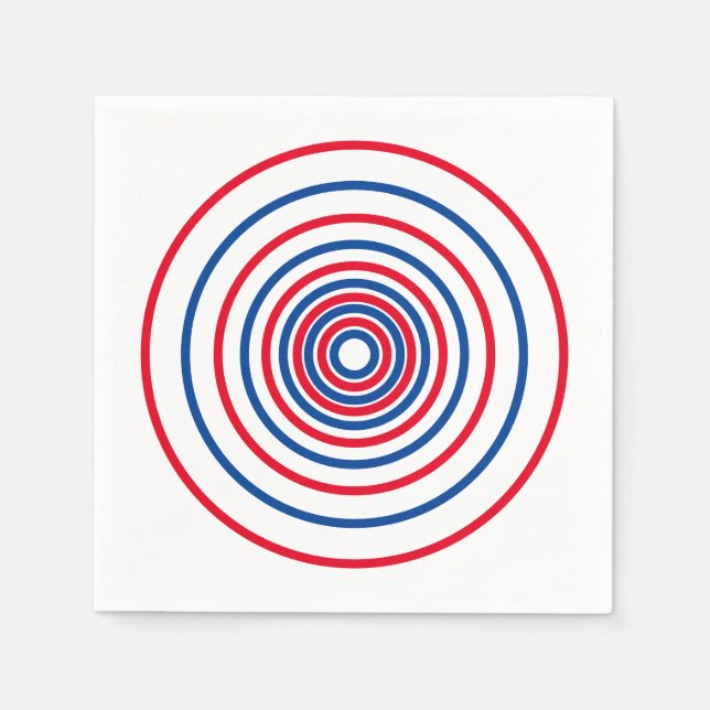 Patriotic red white blue circles stripes holiday napkin (Front)