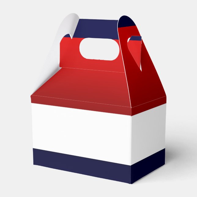 Patriotic Red White & Blue Contemporary design Favour Box (Front Side)