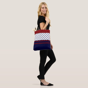 Patriotic Red White & Blue Design Tote Bag