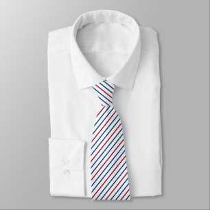 Patriotic Red White & Blue Diagonal Line Stripes Tie