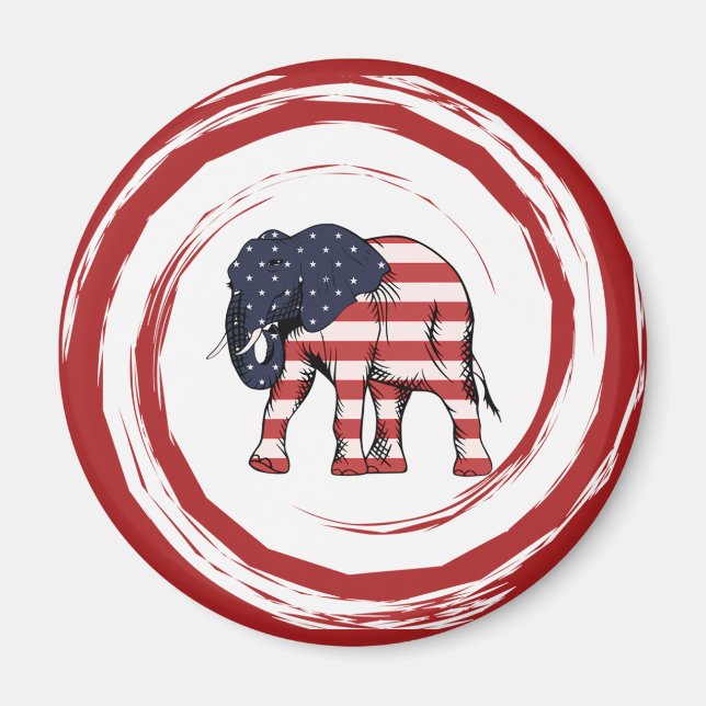 Patriotic Red White Blue Elephant Magnet (Front)