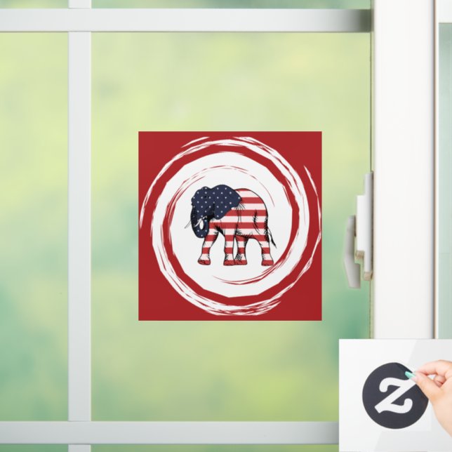 Patriotic Red White Blue Elephant Window Cling (Home)