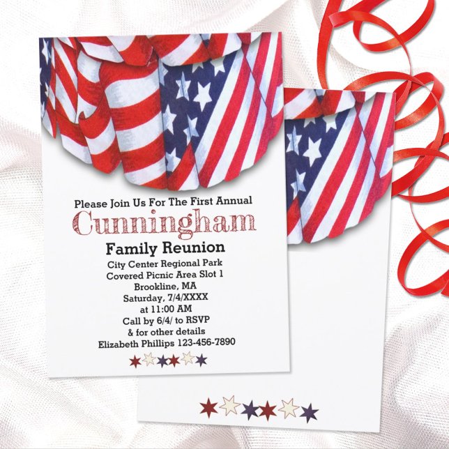 Patriotic Red White Blue Family Reunion  Invitation (Creator Uploaded)