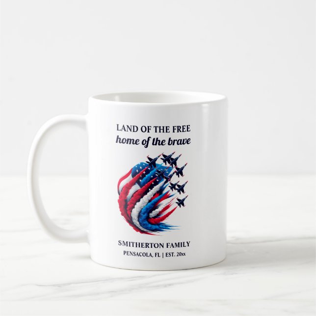 Patriotic Red White Blue Fighter Jets  Coffee Mug (Left)