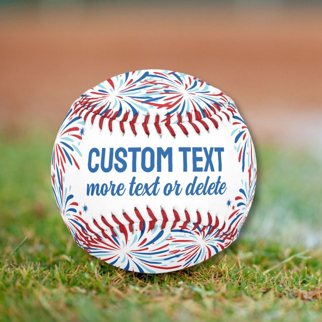 Patriotic Red White Blue Fireworks July 4th Custom Baseball (Creator Uploaded)