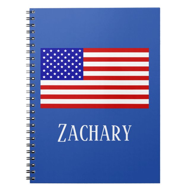 Patriotic Red White Blue Flag Notebook (Front)