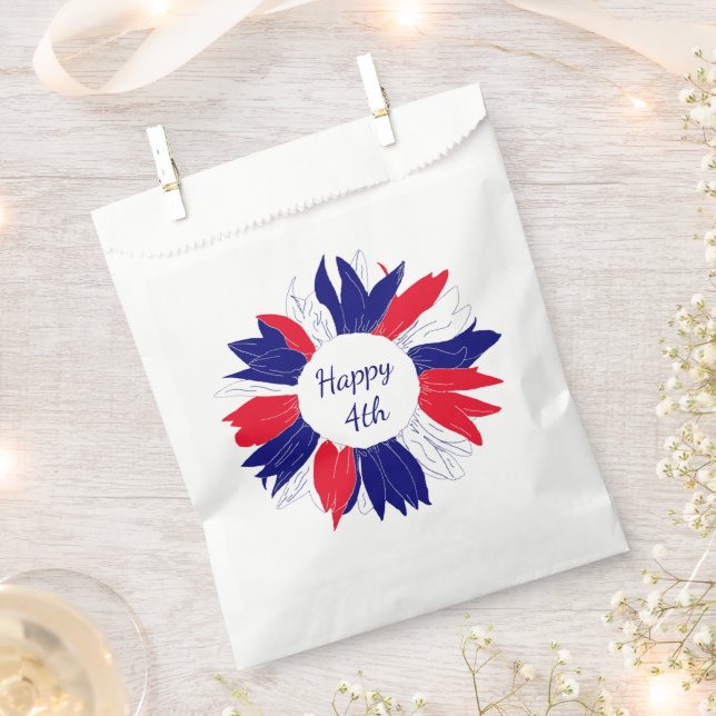 Patriotic Red White Blue Floral 4th of July Party  Favour Bags (Clipped)