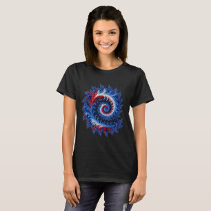 Patriotic, red white blue fractal spiral abstract T-Shirt