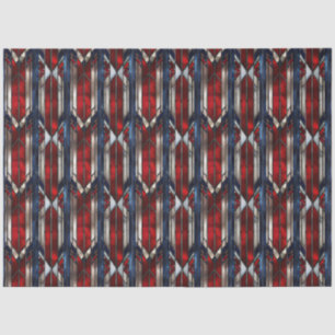 Patriotic Red White Blue Geometric Pattern Tissue Paper