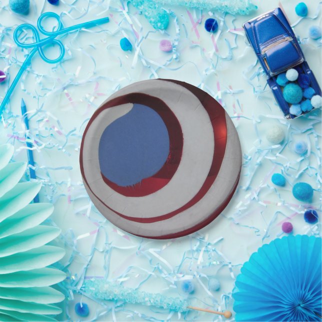 Patriotic Red White Blue Glass Christmas Ball Paper Plate (Party)