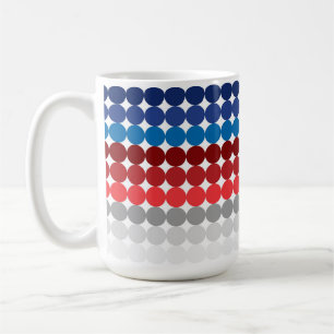 PATRIOTIC RED WHITE BLUE GRAY CIRCLES COFFEE MUG