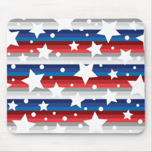PATRIOTIC RED WHITE BLUE GRAY STAR PATTERNS MOUSE MAT