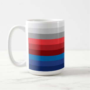 PATRIOTIC RED WHITE BLUE GRAY STRIPES COFFEE MUG