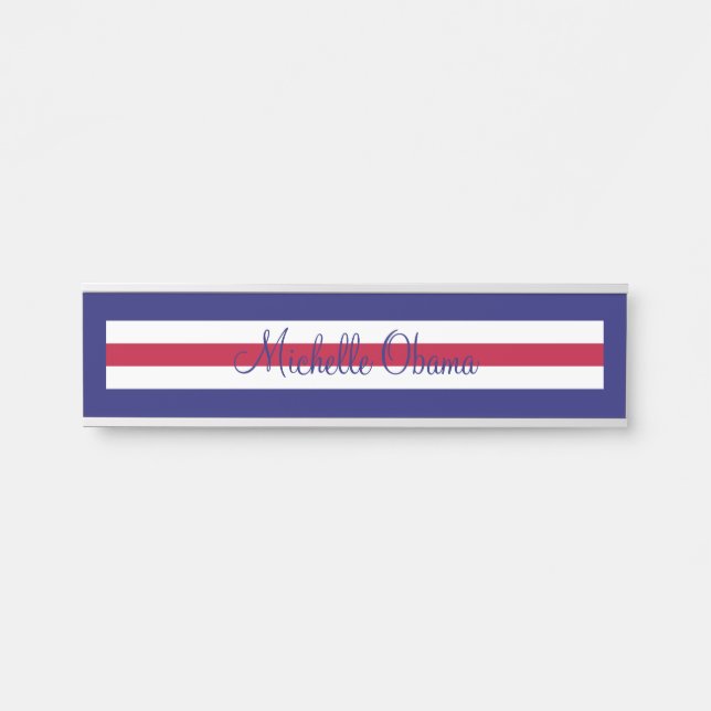 Patriotic Red White Blue Hanging Name Plate (Front)