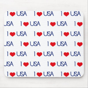 PATRIOTIC RED WHITE BLUE I LOVE USA MOUSE MAT