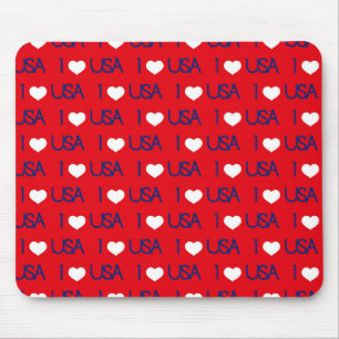 PATRIOTIC RED WHITE BLUE I LOVE USA MOUSE MAT