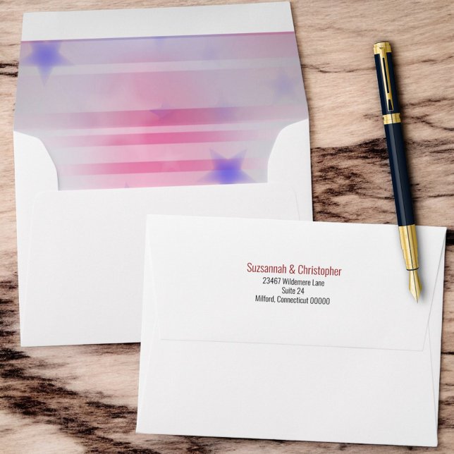 Patriotic Red White Blue Interior Background  Envelope (Envelope inside flap and back flap design)