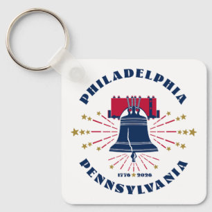 Patriotic Red White Blue Liberty Bell Keychain
