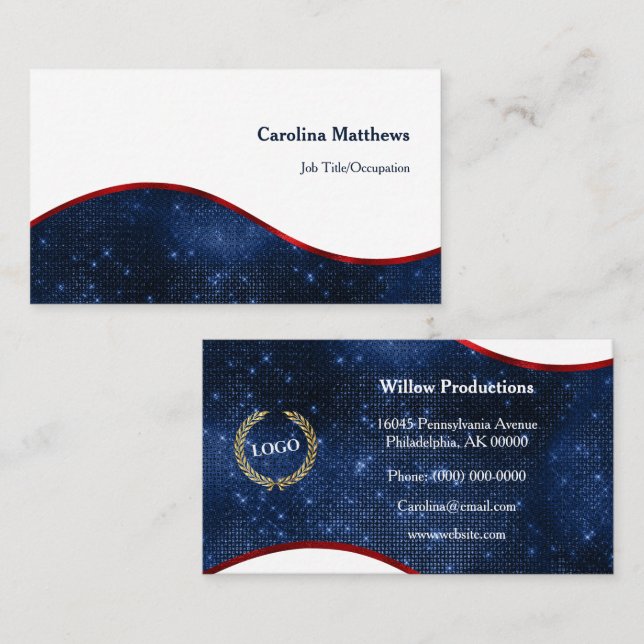 Patriotic Red White Blue Logo Wave Business Card (Front/Back)