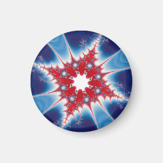 Patriotic Red White & Blue Mandelbrot Fractal Magnet