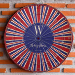 Patriotic Red White Blue Monogram Established Dartboard<br><div class="desc">Distressed Patriotic sunburst dartboard in shades of red,  warm white,  and blue,  personalizable with monogram,  name,  and established date.</div>