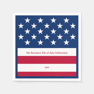 Patriotic Red White & Blue Old Glory Cocktail Napkin