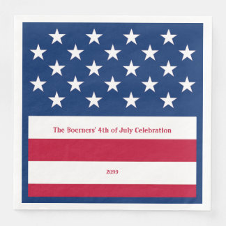 Patriotic Red White & Blue Old Glory Paper Dinner Napkin