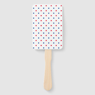 Patriotic red white blue polka dot pattern holiday hand fan