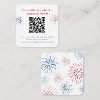 Patriotic Red White Blue QR Code Wedding RSVP