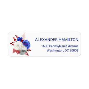 Patriotic Red White Blue Roses Return Address