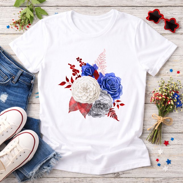 Patriotic Red White Blue Roses Tri-Blend Shirt (Creator Uploaded)