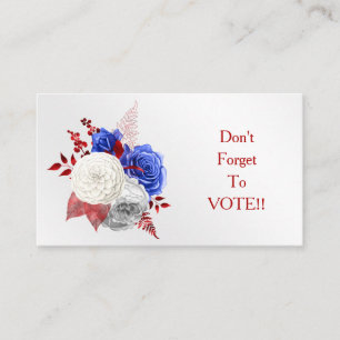 Patriotic Red White Blue Roses Vote Reminder Business Card
