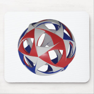 Patriotic Red White & Blue Sphere With Openings Mouse Mat