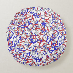 Patriotic Red White Blue Sprinkles Round Cushion