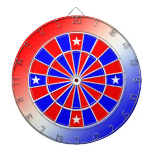 Patriotic Red White Blue Star Accented Dartboard