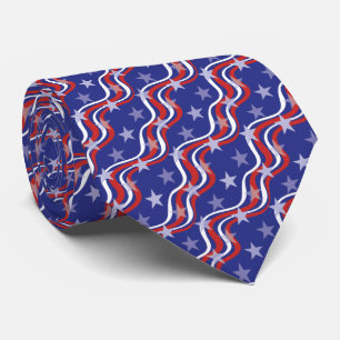 Patriotic Red White Blue Star Spangled Banner Tie