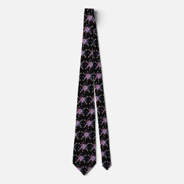 Patriotic Red White & Blue Starburst Tie (Front)