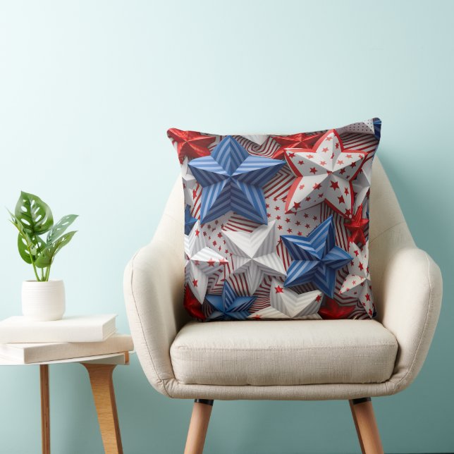 PATRIOTIC RED WHITE BLUE STARS AND STRIPES CUSHION (Chair)